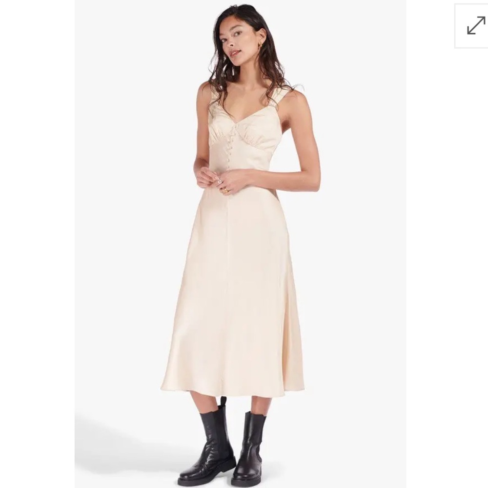 STAUD Paulette Midi Dress in Cream - size 4